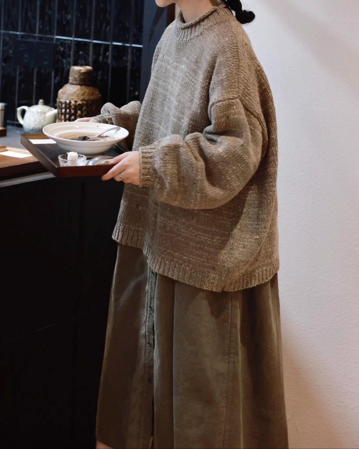 コーデュロイフレアレースワンピース 10002