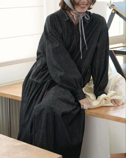 デニムロングルーズワンピース 10211