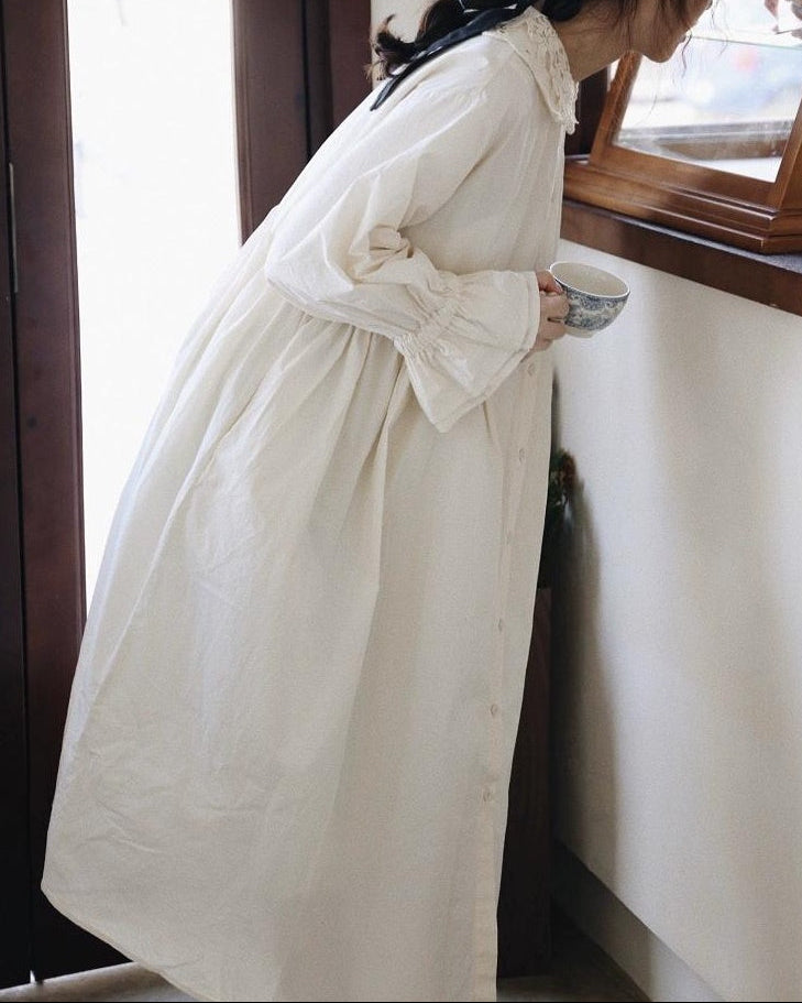 ミニマルレースカラーシャツワンピース 10099