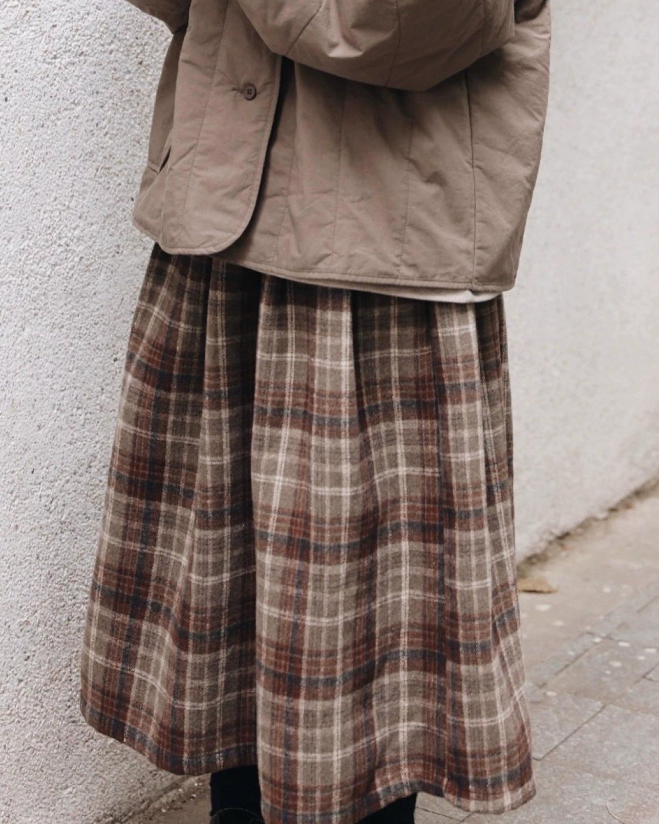 Aラインチェック柄ミディスカート 10107