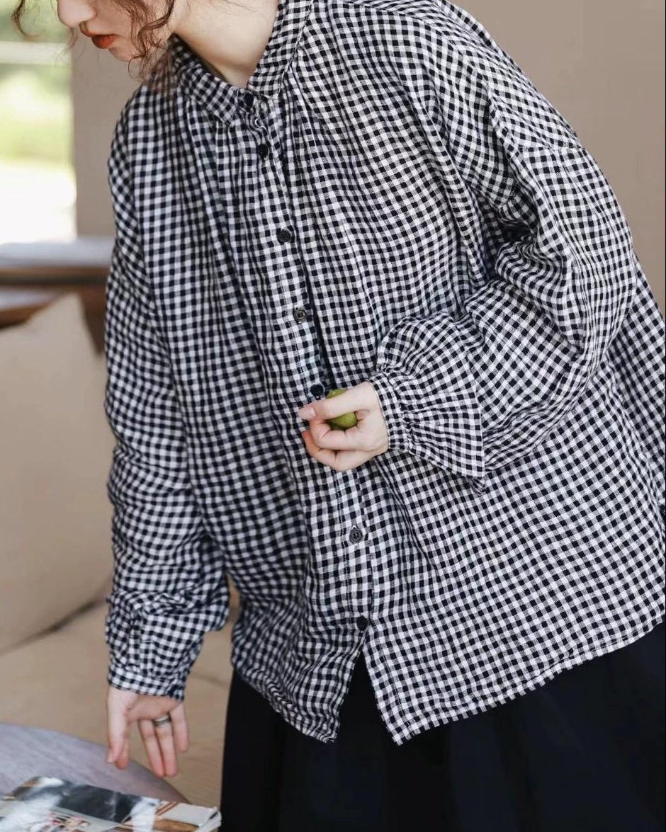 クラシックチェックフレアブラウス 10096
