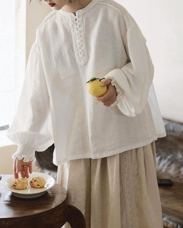 ハーフボタンアコーディオンプリーツブラウス 10053