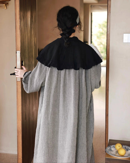 バイカラーチェック柄シャツワンピース 10026
