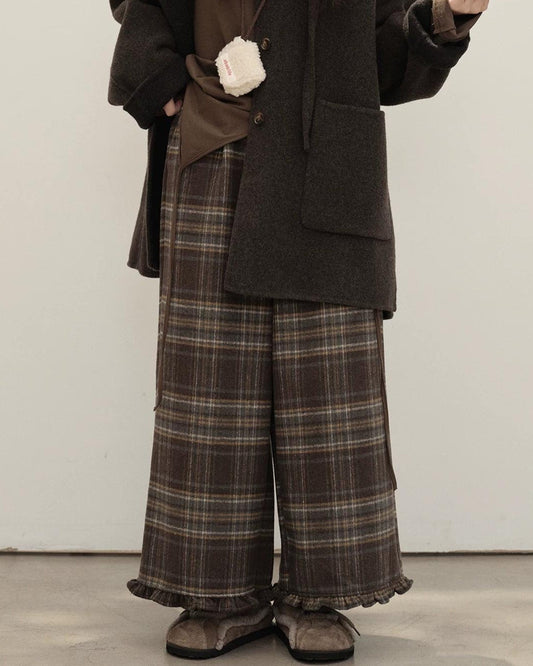 メロウチェックウールワイドパンツ 10149