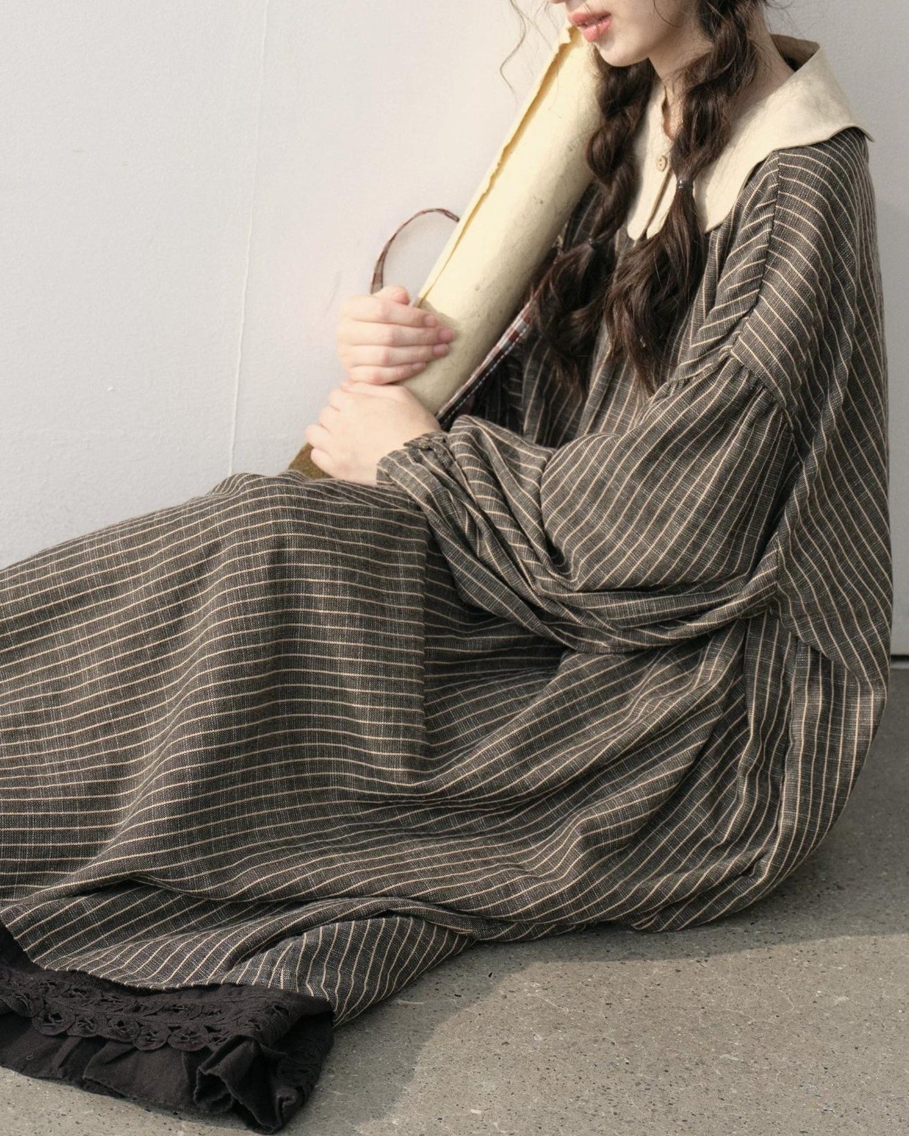 ストライプナチュラルリボンワンピース 10217