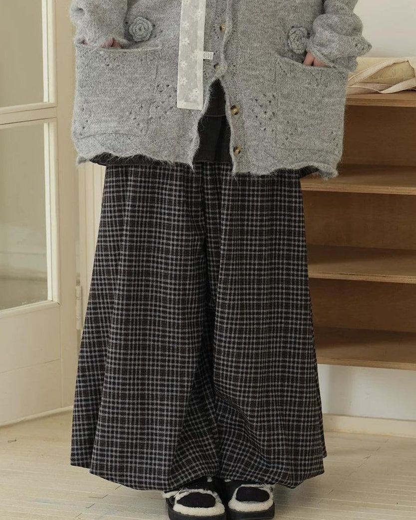 ラップランドレトロチェックロングスカート 10192