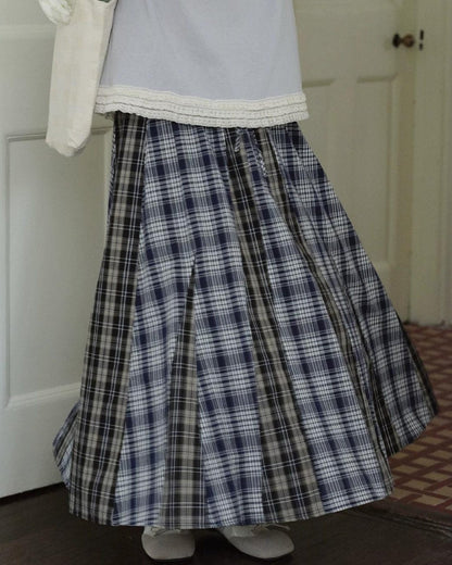 レトロチェックパッチミディスカート 10274