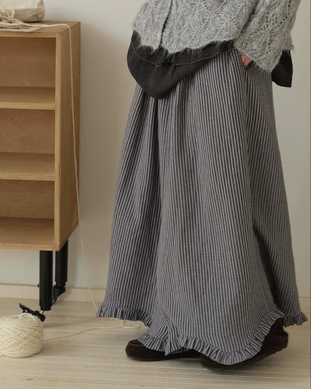 ティアードストライプ スカートライクパンツ 10193