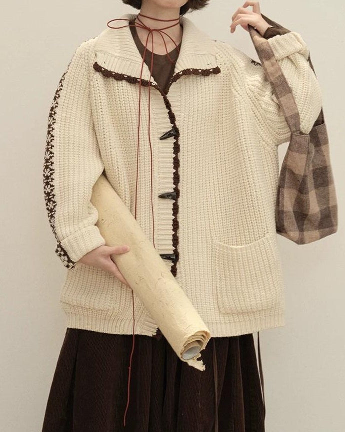 ラペルダッフルポケットニットカーディガン 10148