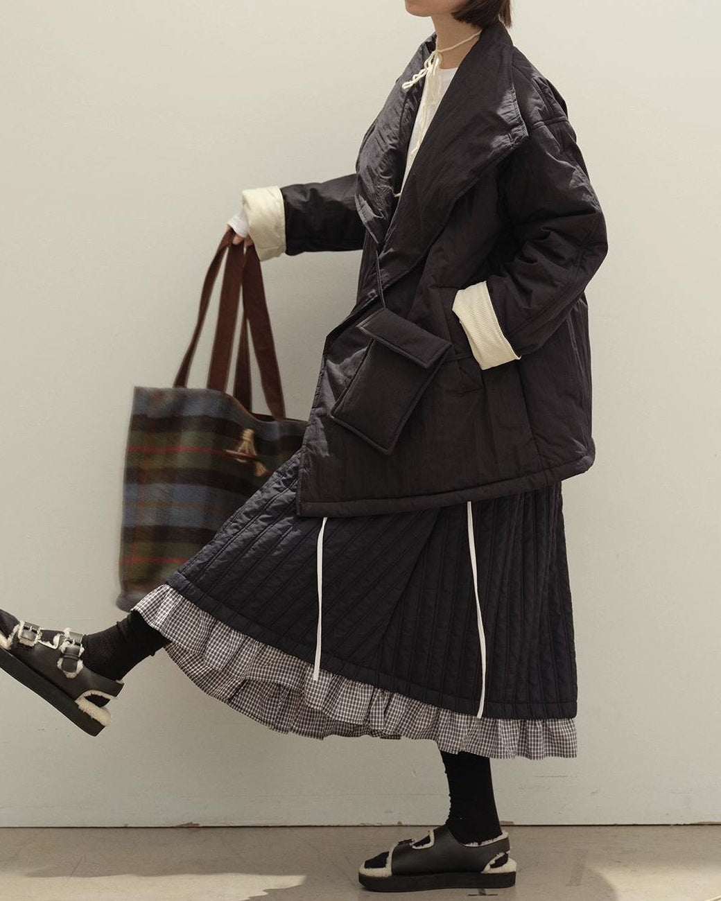 レトロチェックパッチキルトスカート 10135