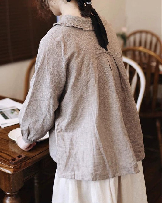 ラウンドカラーフリルピンタックブラウス 10009