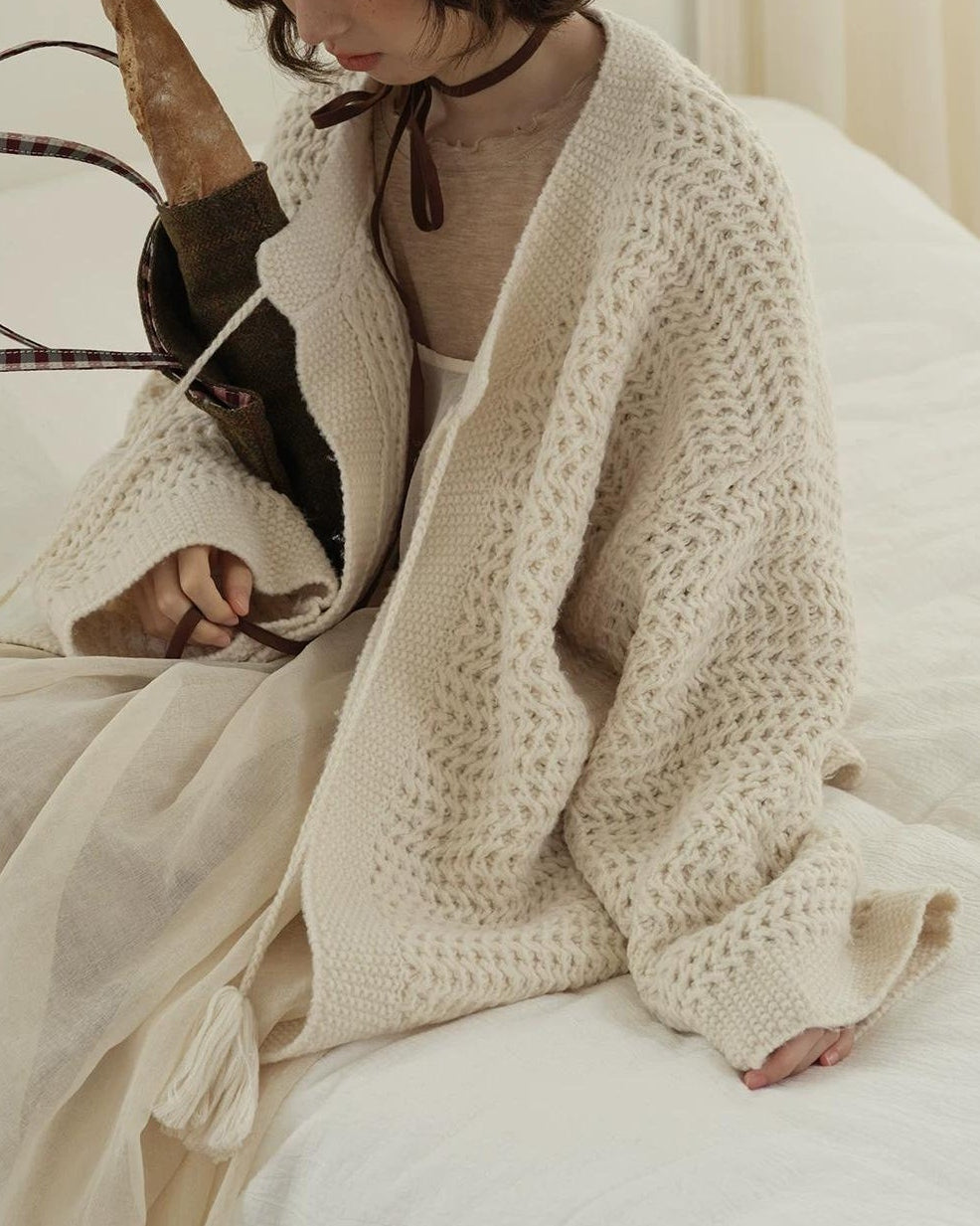 クラフトフリンジニットカーディガン 10209