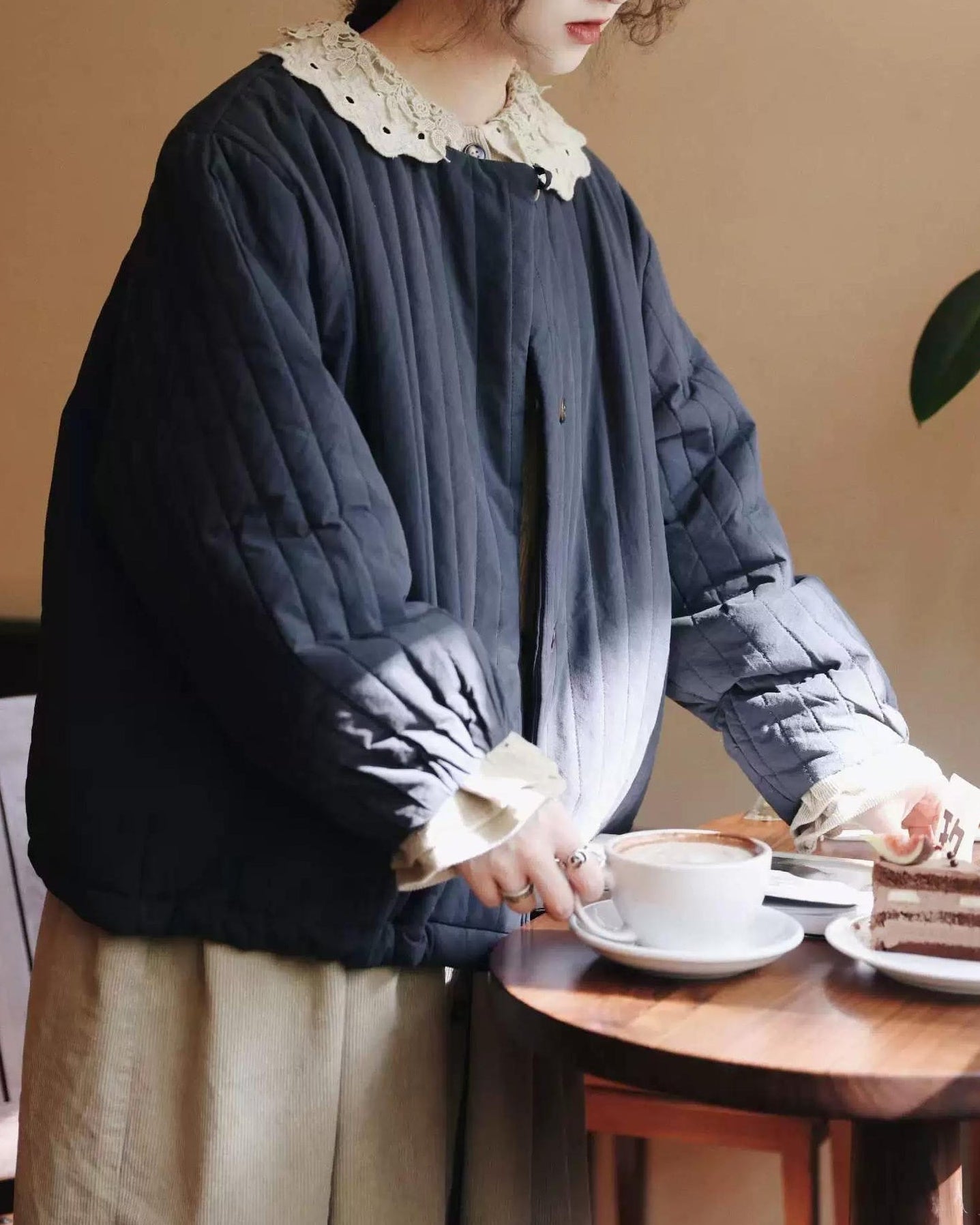 エアリーキルティング ノーカラーコート 10105