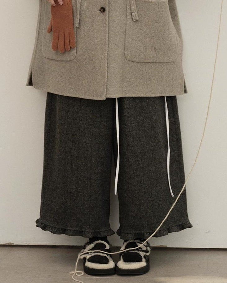 フリルレトロチェックワイドパンツ 10142