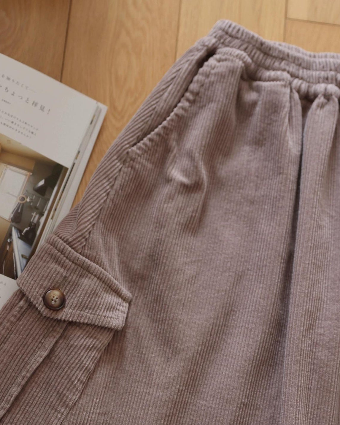 レトロポケットハイウエストコーデュロイスカート 10109