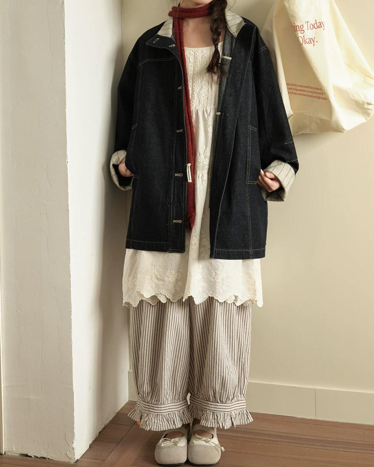 フリルヘムストライプワイドレッグ 10276