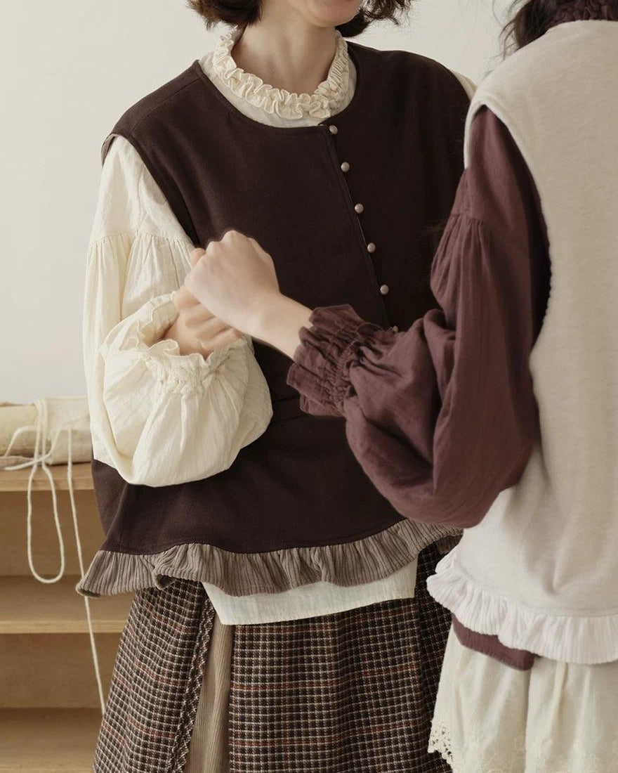 フローティフリルパフスリーブブラウス 10195