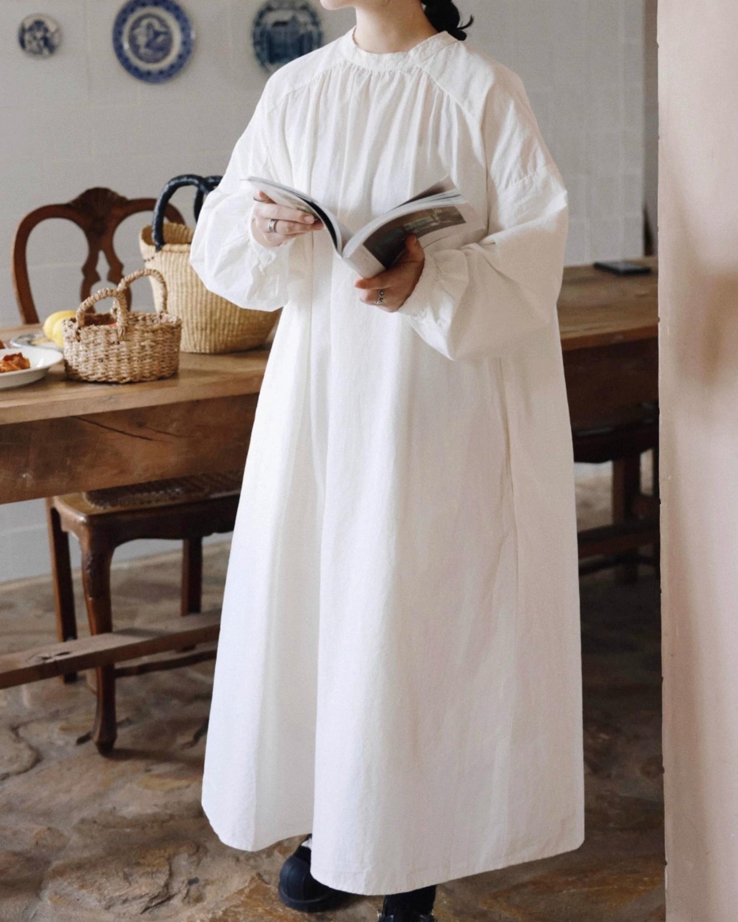 バックボタンバンドリラックスワンピース 10044