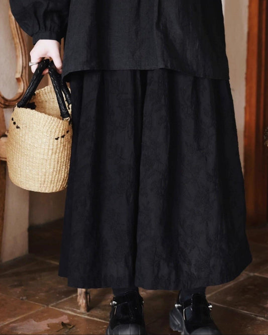 ハイウエストAライン刺繍スカート 10039