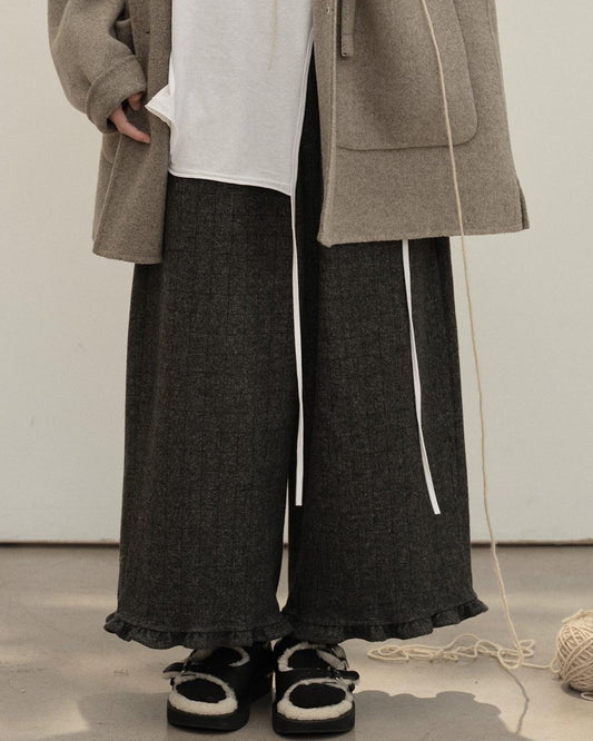 フリルレトロチェックワイドパンツ 10142