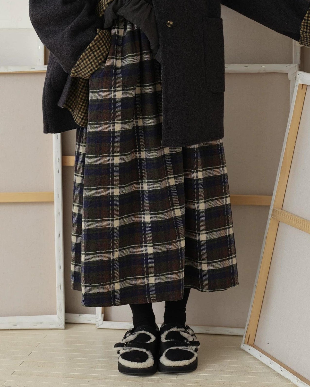 スカンジナビアチェックミディスカート 10188