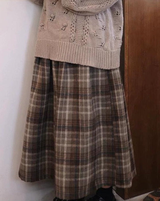 Aラインチェック柄ミディスカート 10107