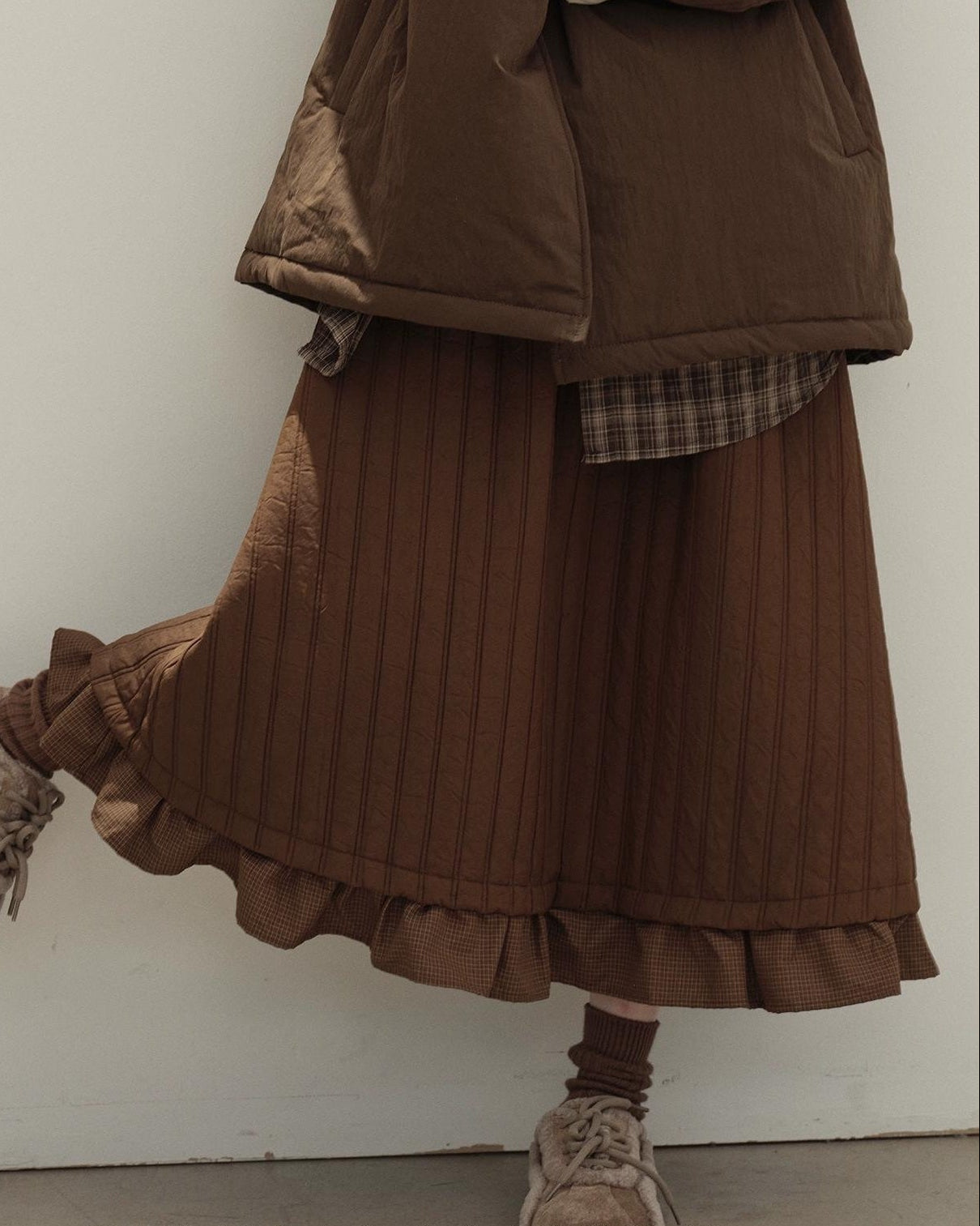 レトロチェックパッチキルトスカート 10135