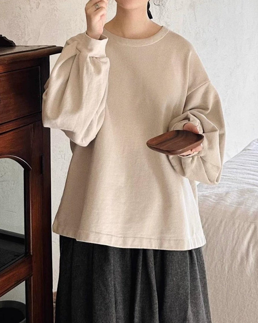 ラウンドネックパフスウェットプルオーバー 10066