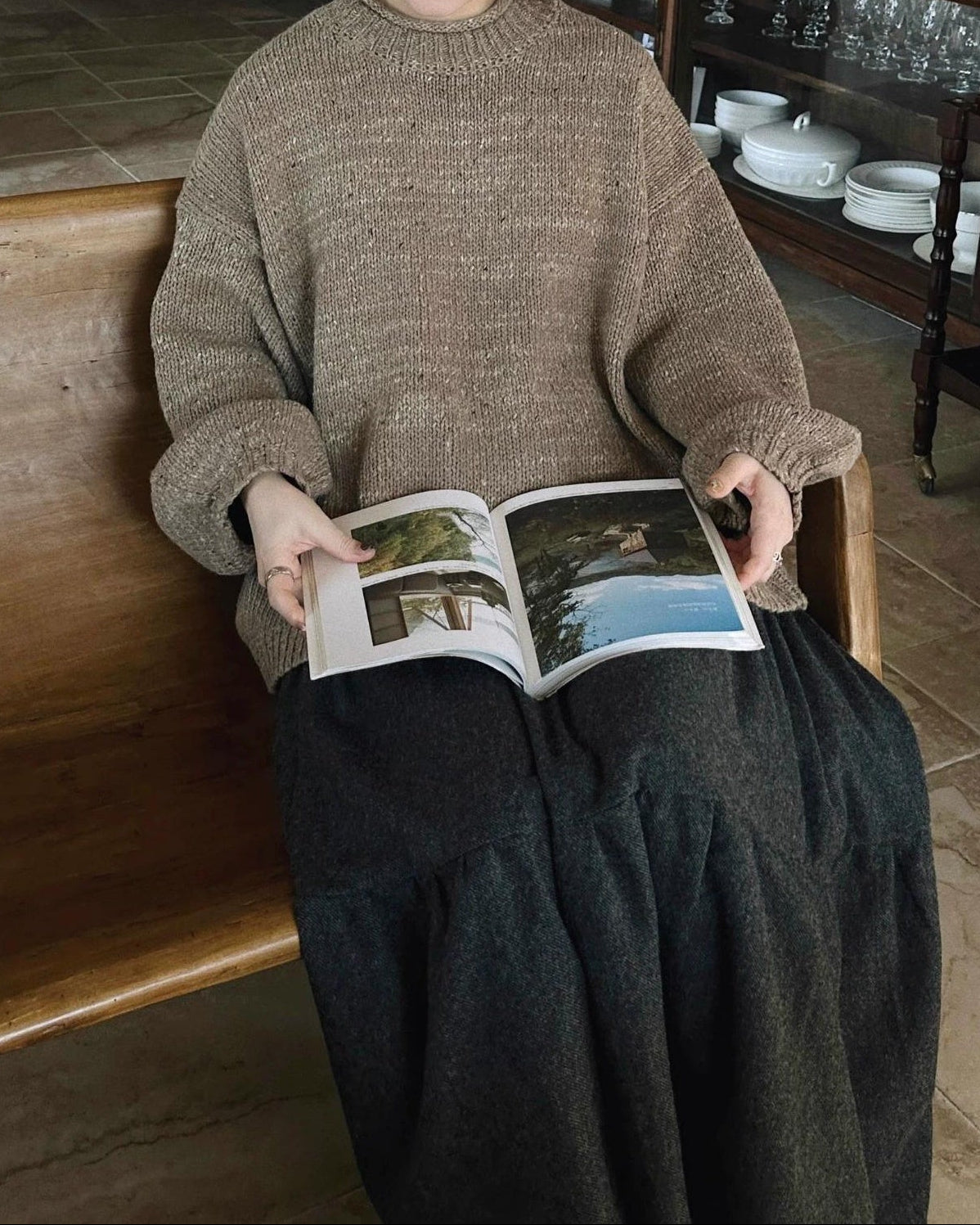 パフスリーブリラックスニットプルオーバー 10033