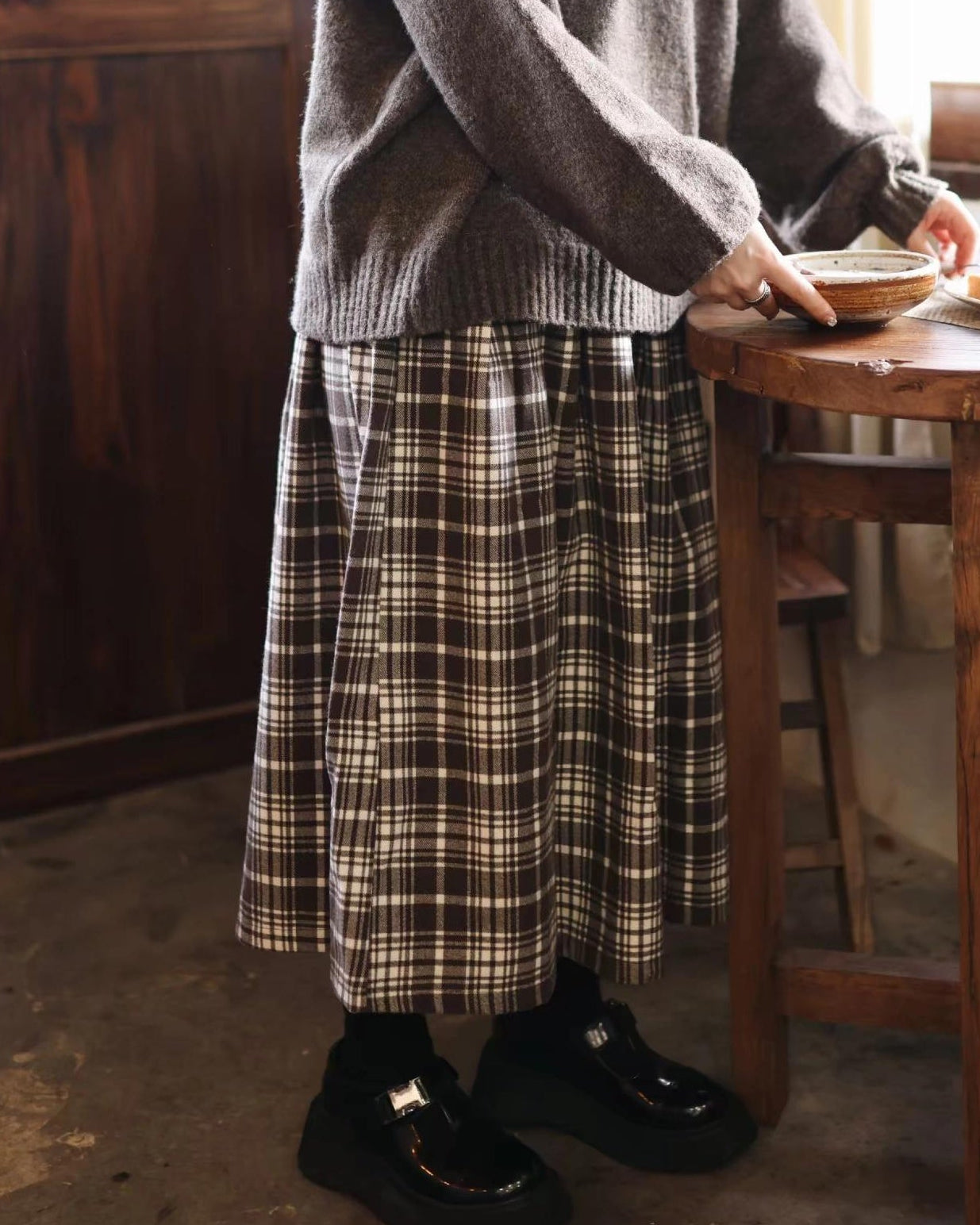 ミュークチェックAラインスカート 10111