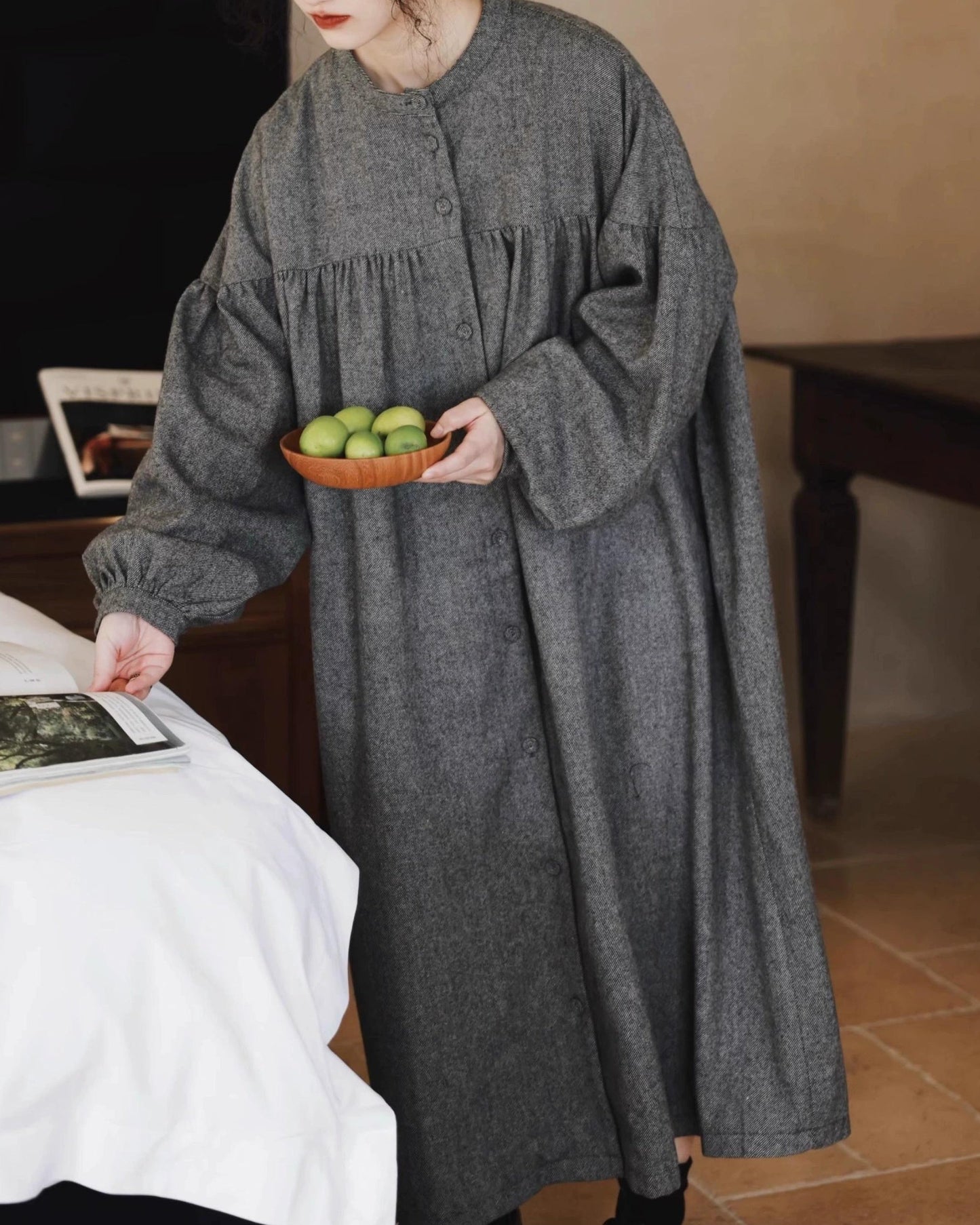 ハイウエストパフフレアワンピース 10068