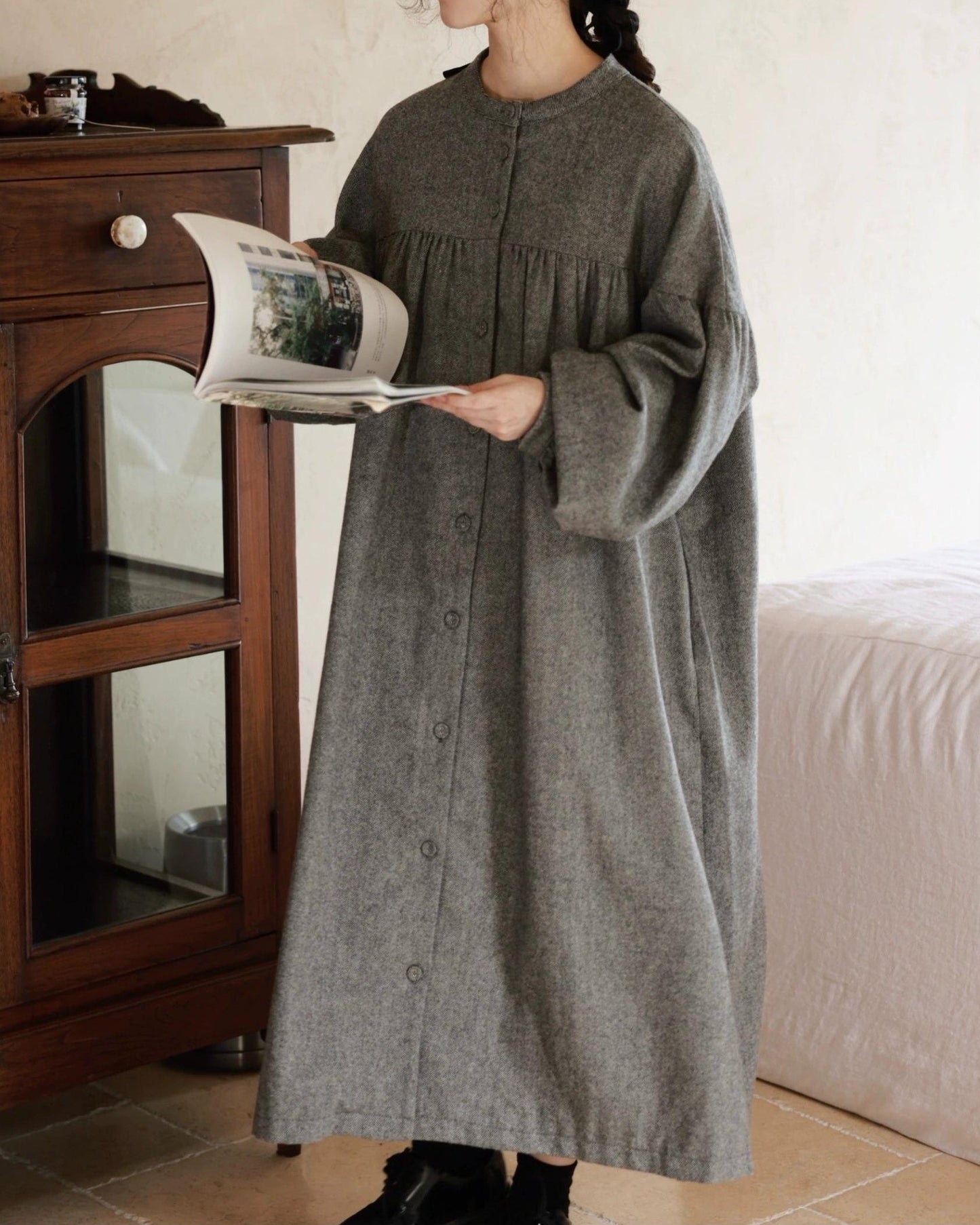 ハイウエストパフフレアワンピース 10068