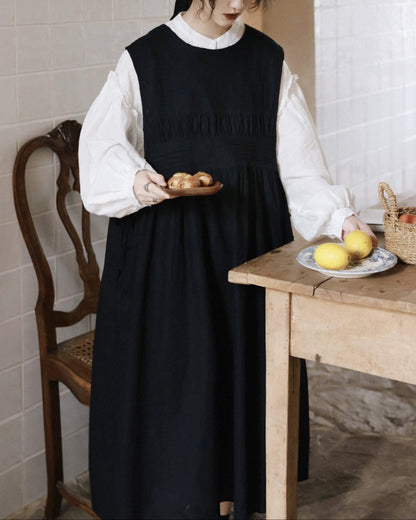 ラウンドネックレトロベストワンピース 10003