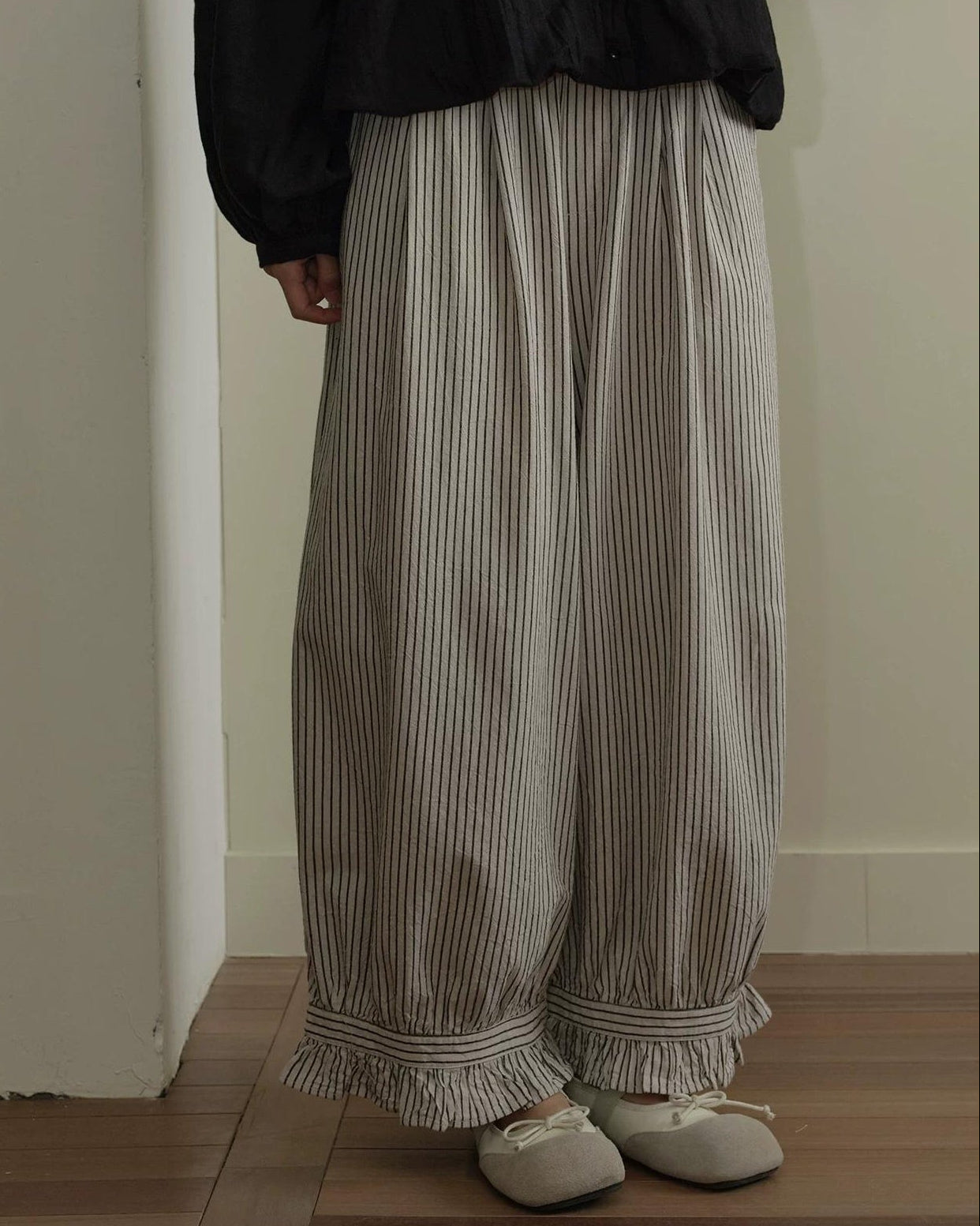 フリルヘムストライプワイドレッグ 10276