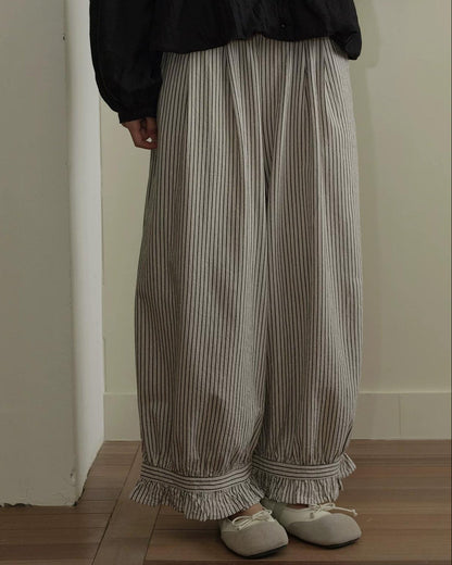 フリルヘムストライプワイドレッグ 10276