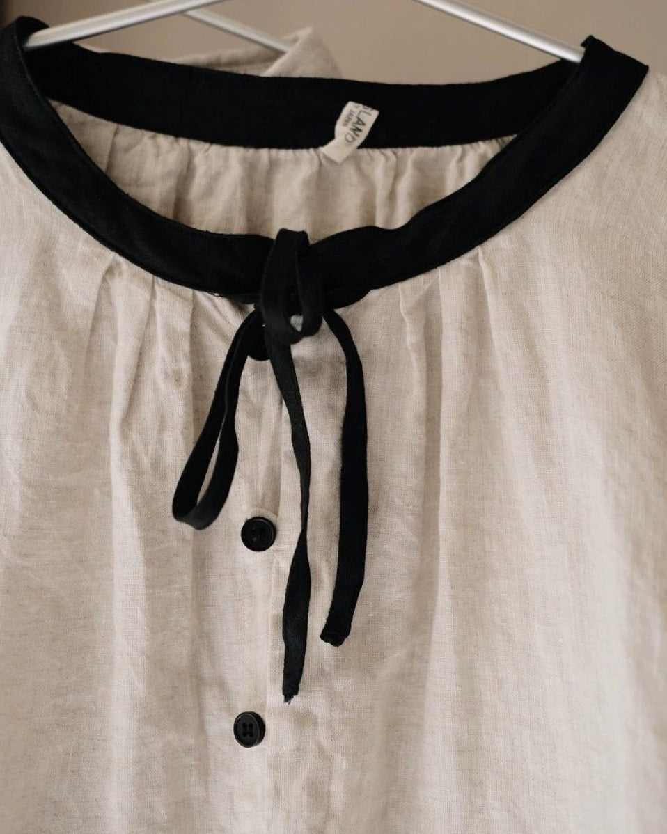 ノルディックバイカラーリボンブラウス 10098