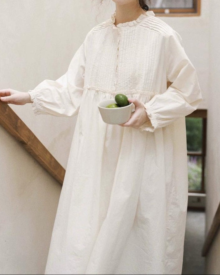 ハーフボタンレースピンタックワンピース 10094