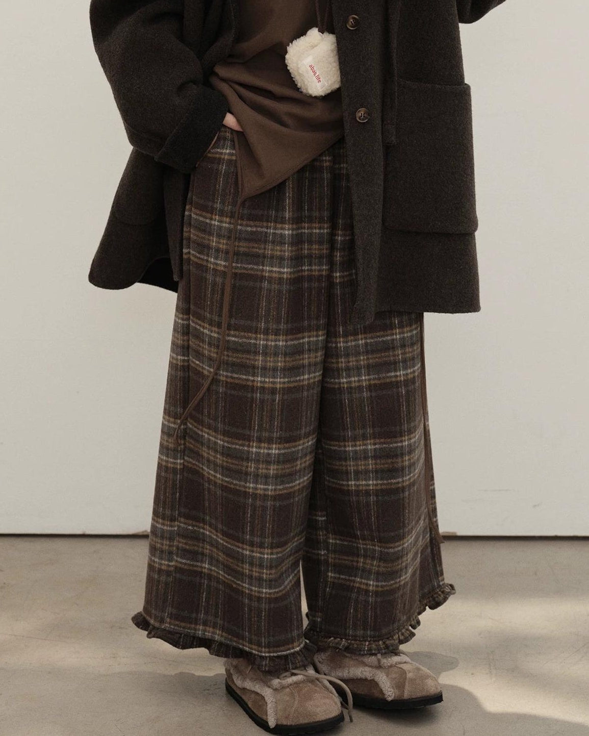 メロウチェックウールワイドパンツ 10149
