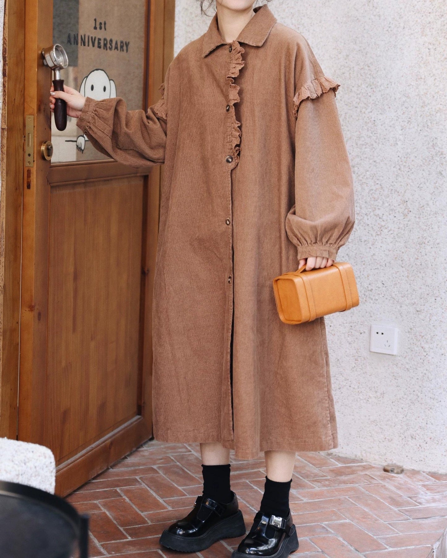 フィヨルドレースコーデュロイロングワンピース 10103