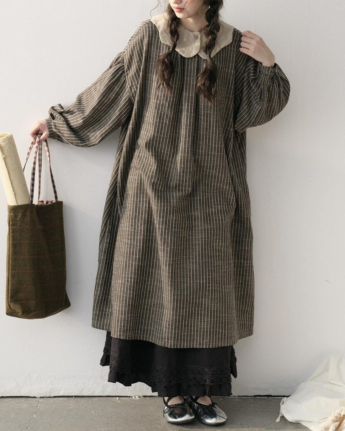 ストライプナチュラルリボンワンピース 10217