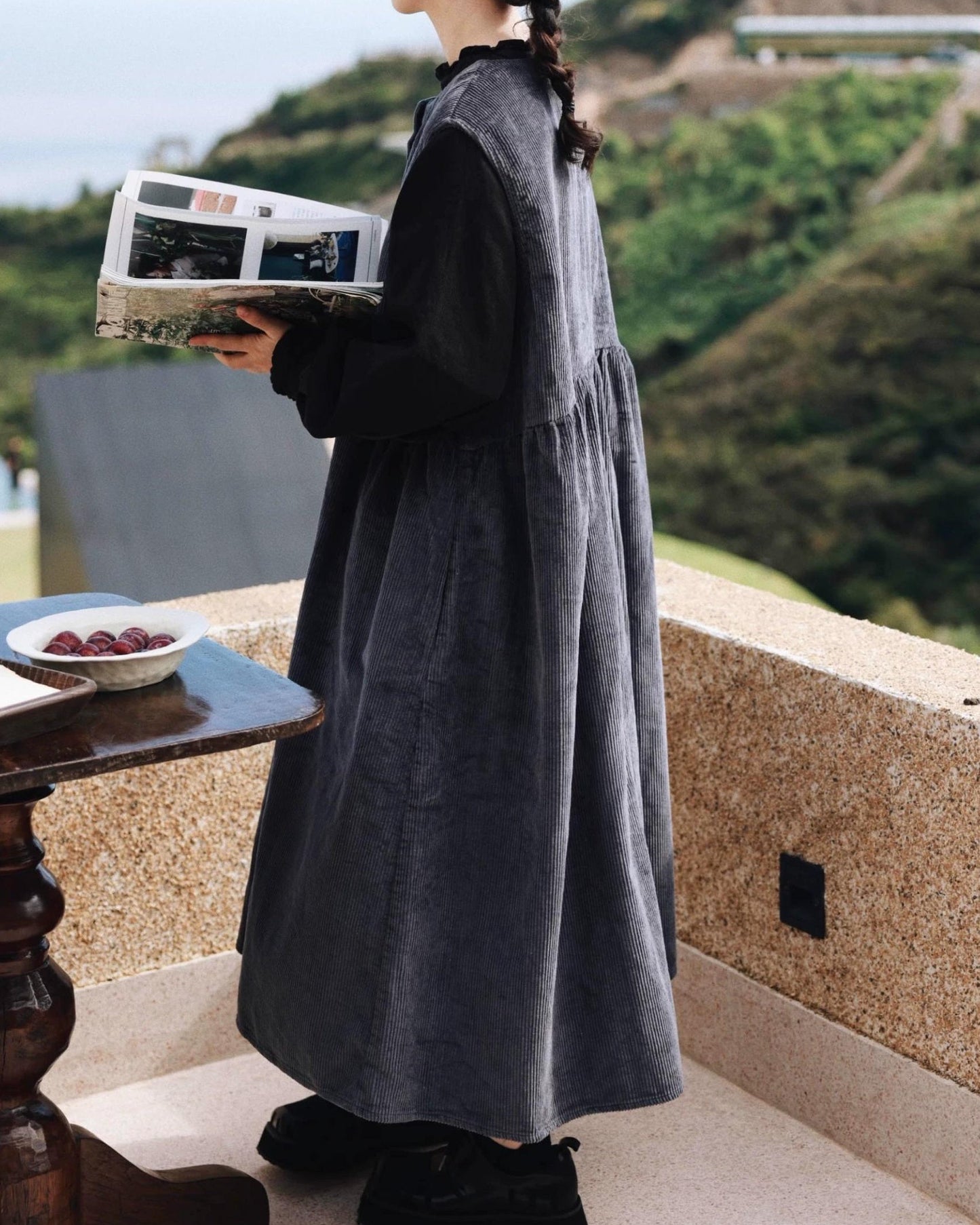 ハーフボタンコーデュロイベストワンピース 10062