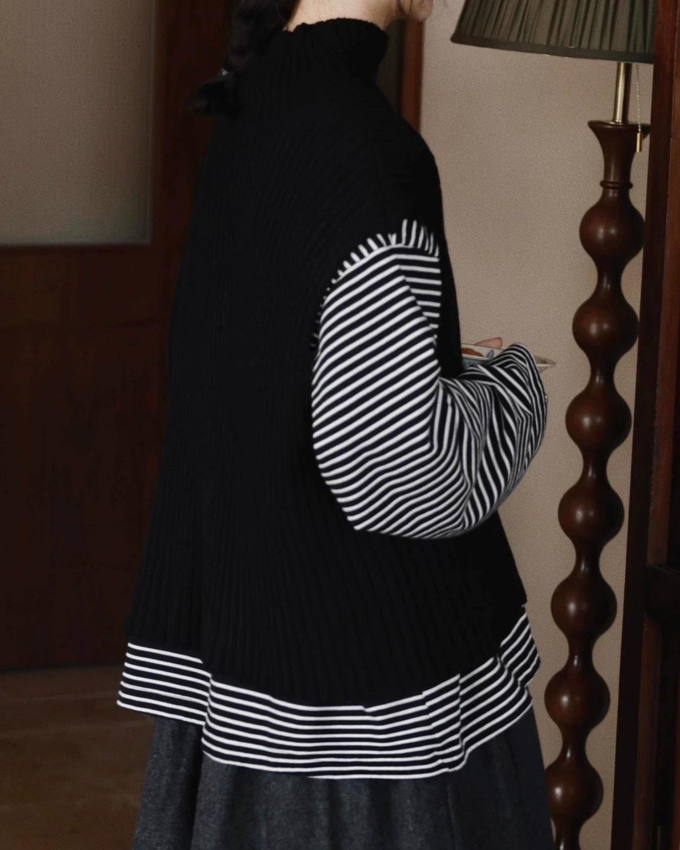 ハイネックリブニットベスト 10031