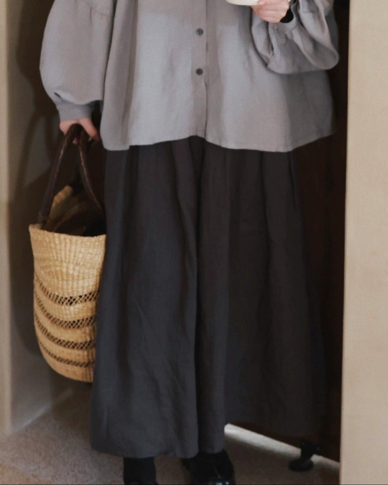 ウエストゴムリラックスロングスカート 10055