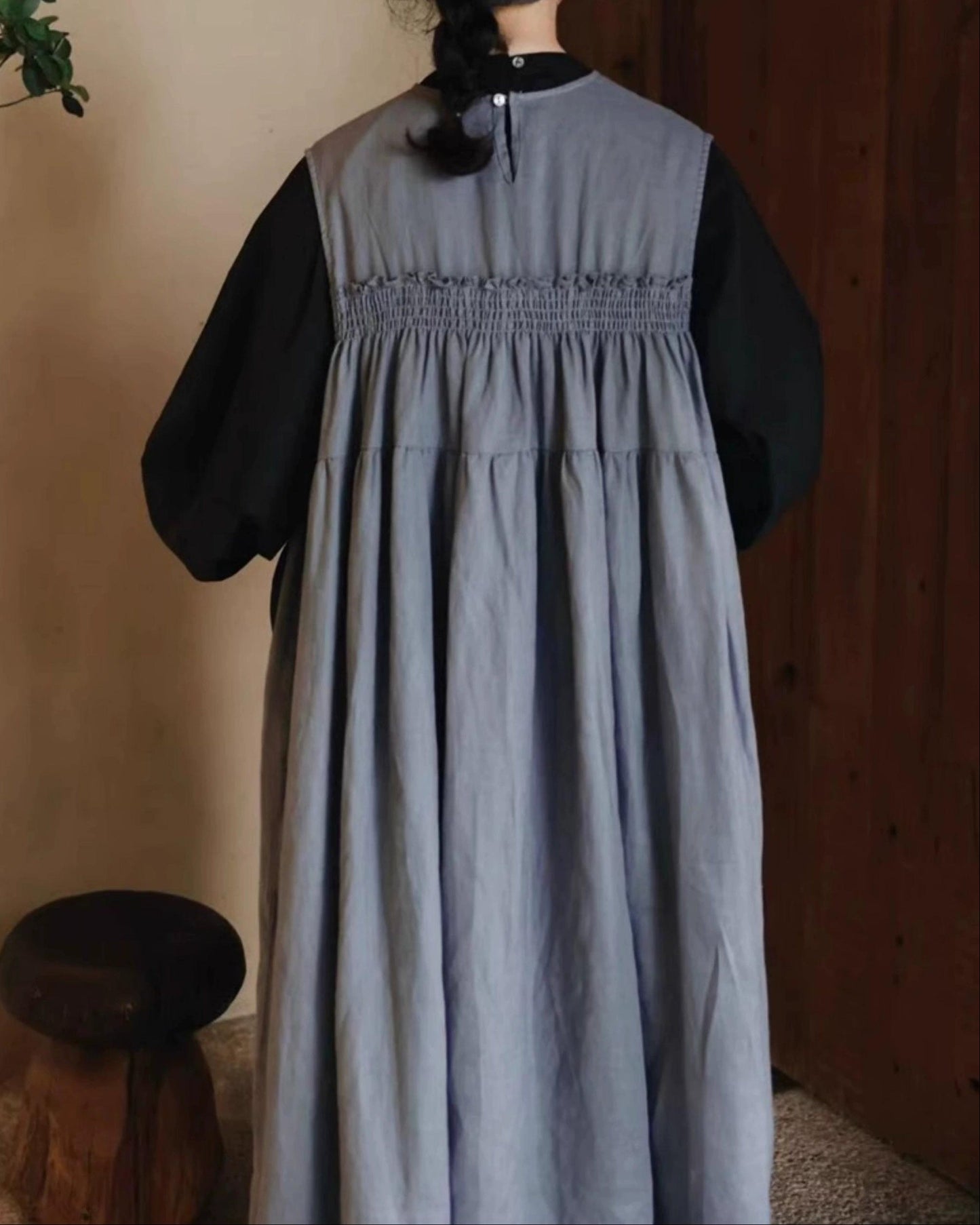 プリーツハイウエストベストワンピース 10014