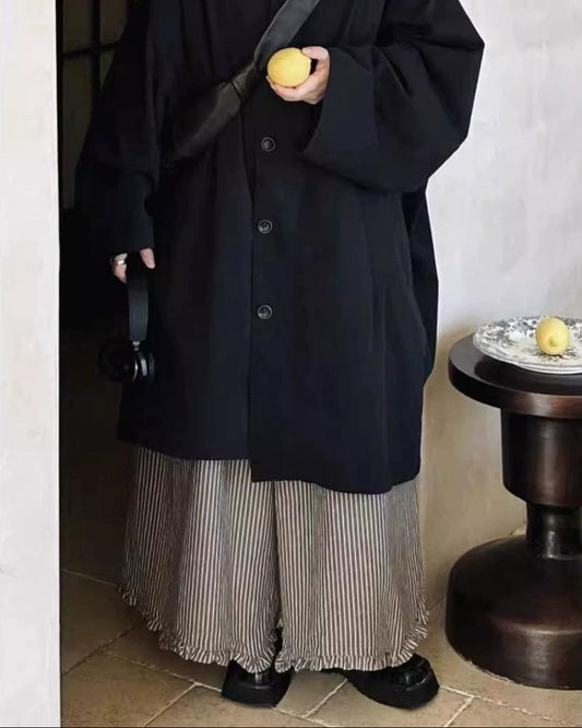 レトロストライプウエストゴムワイドパンツ 10015