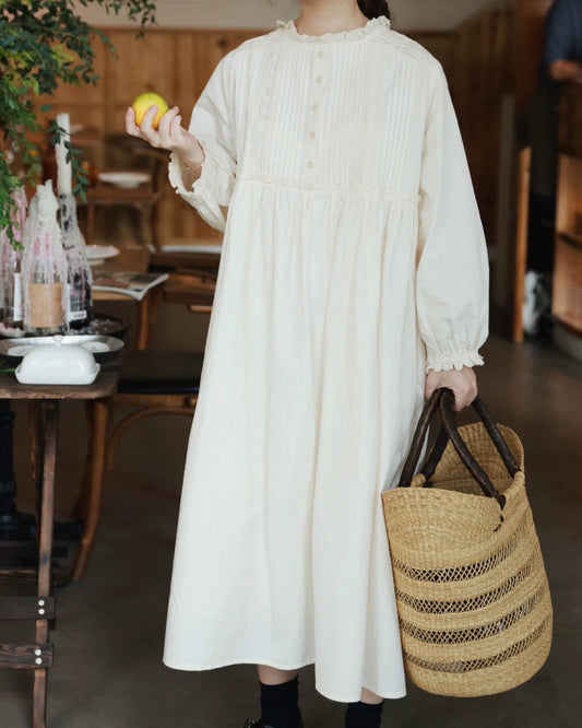 ハーフボタンレースピンタックワンピース 10094