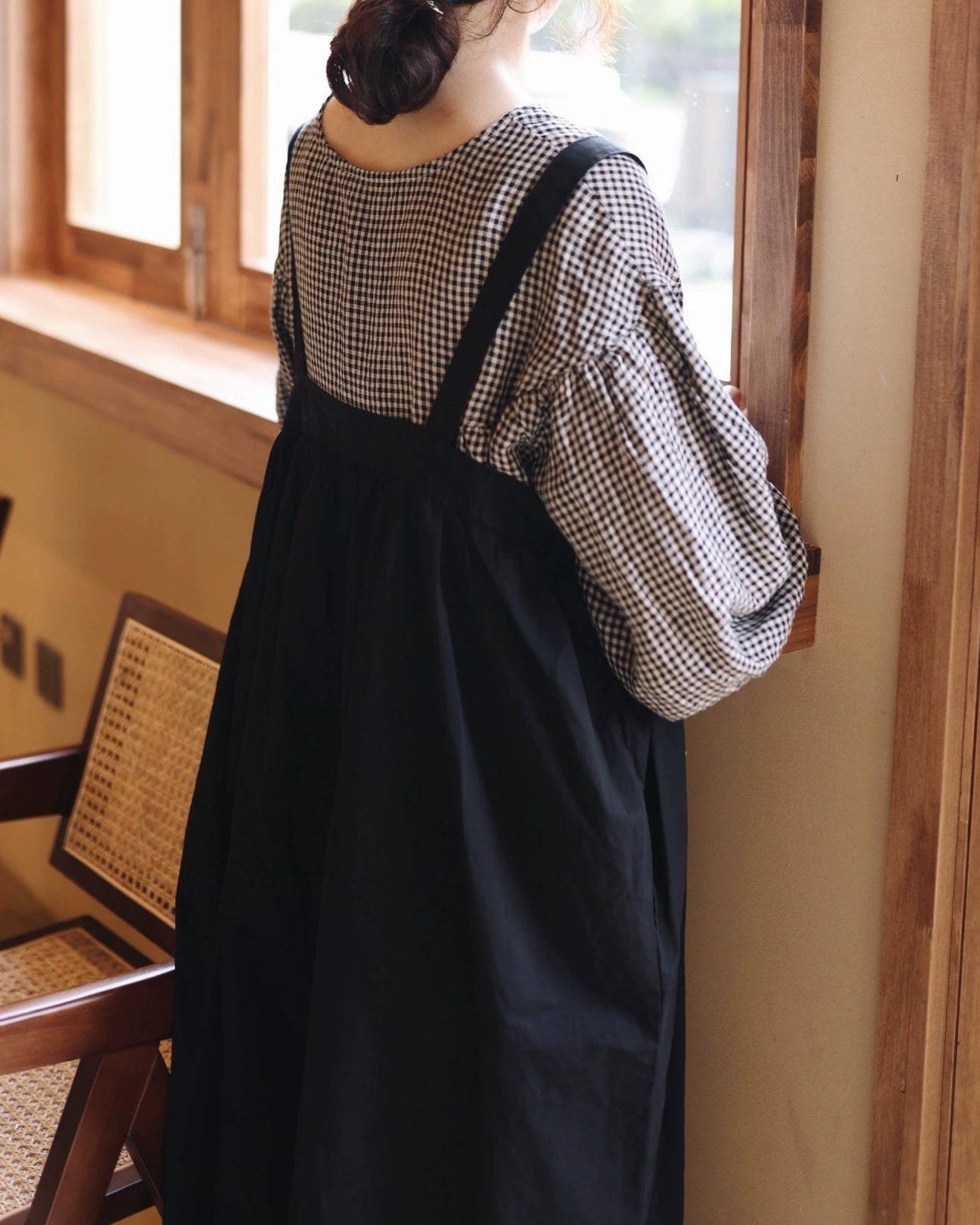 レトロボタンサスペンダーワンピース 10113